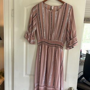 Elegant Striped Pink Dress